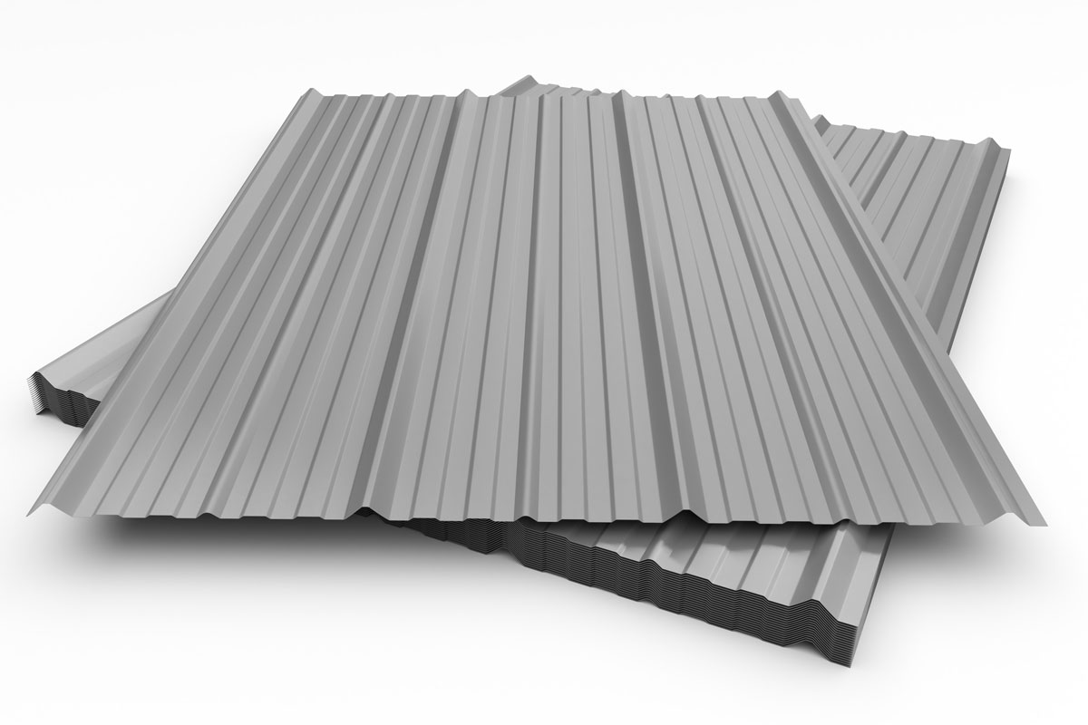 Poly rib style metal roofing 3D render